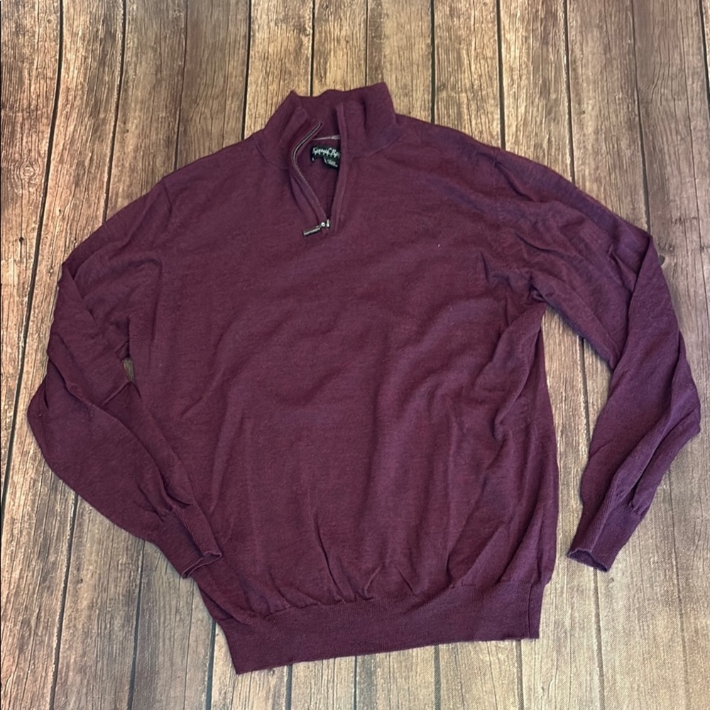 Kenneth Roberts Platinum  Men's Maroon Quarter Zip Sweater Sz L